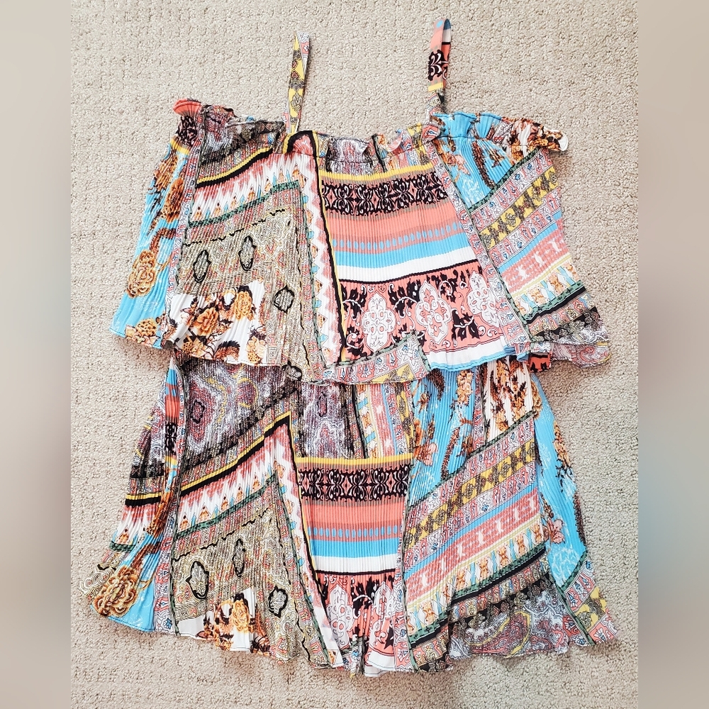 Melissa Paige Colorful Patterned Ruffle Blouse - Picture 10 of 12